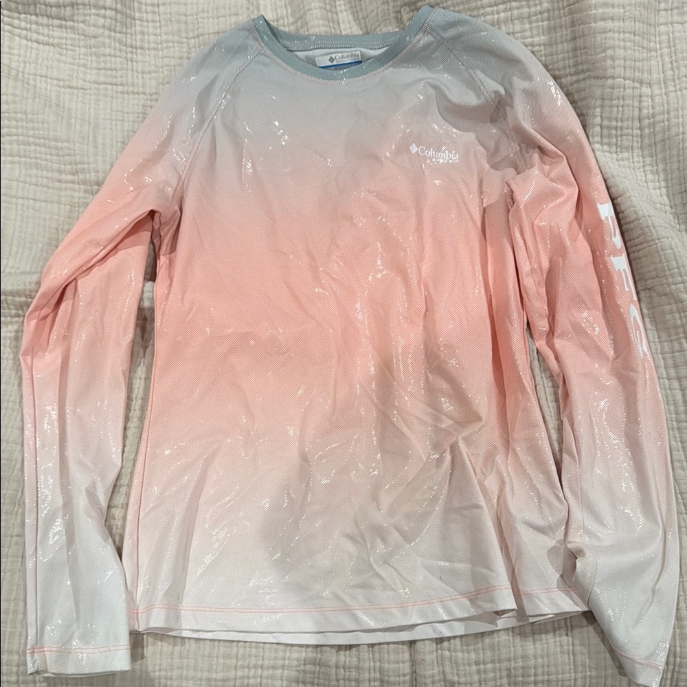 Columbia Pink and White Long Sleeve Shirt